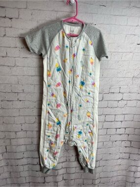 Nest designs size 2-3T Bamboo Raglan Short Sleeve Footed Sleep Bag 0.6 TOG
